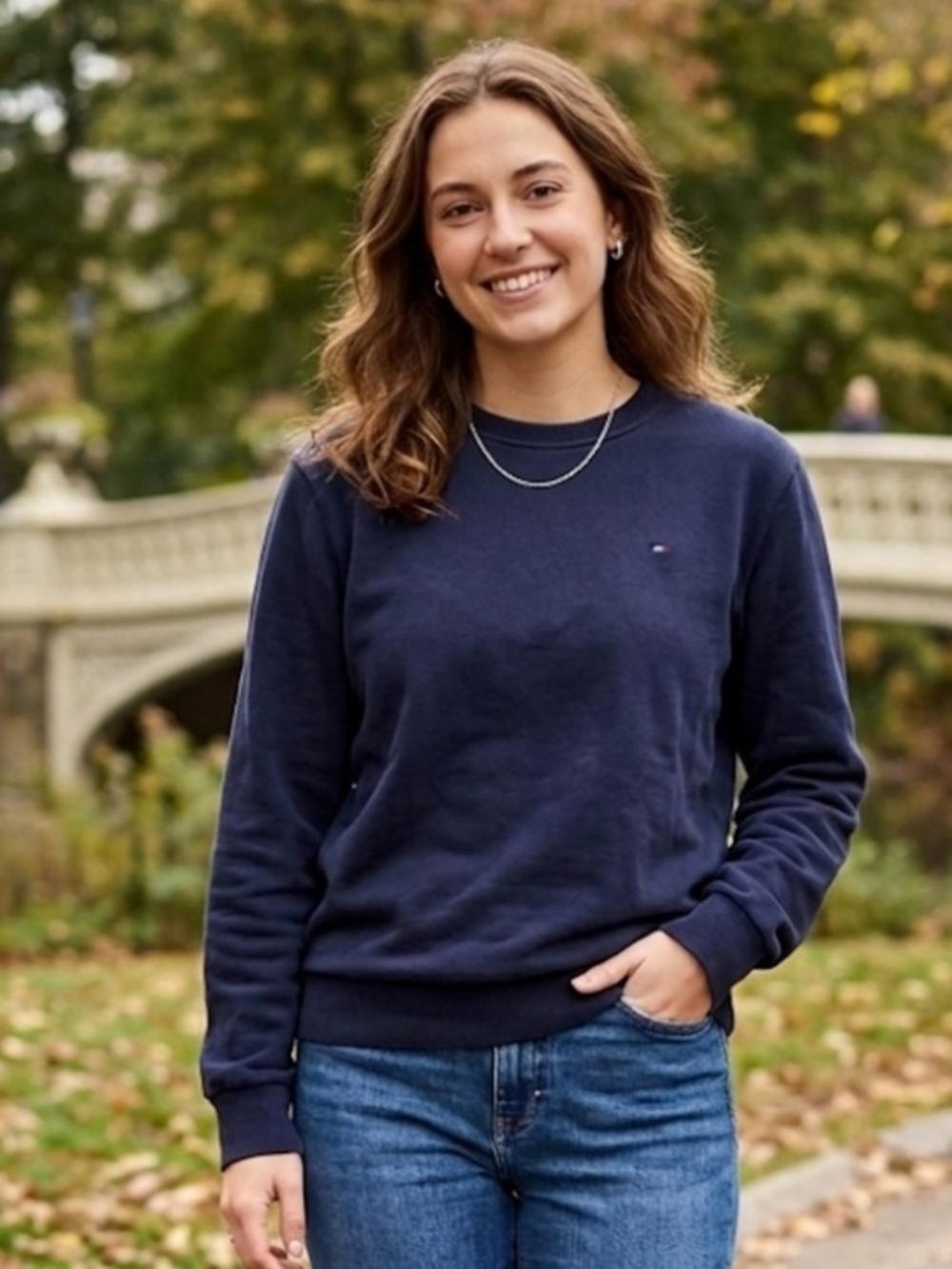 Tommy Hilfiger Women's Crewneck Blue Knit Sweater Size L